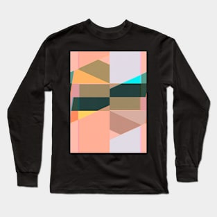 Neon - Coral Geometric Abstract Design Long Sleeve T-Shirt